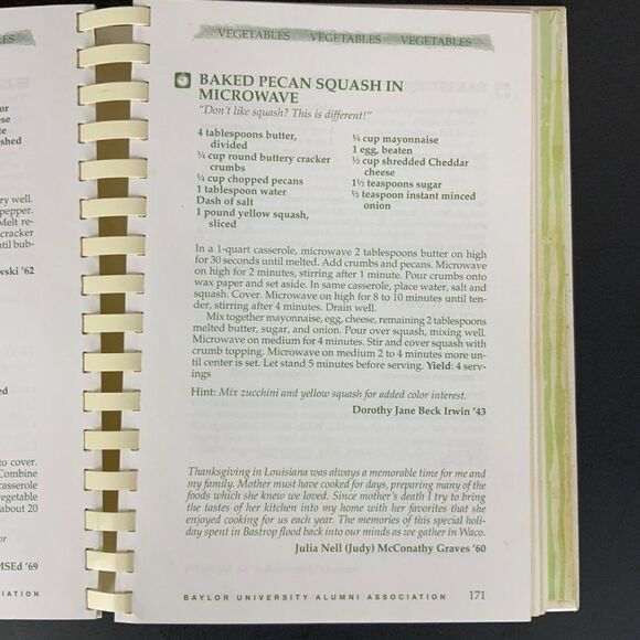 Baylor University Alumni Cookbook Homecoming Special Foods Memories 1996 Spiral - Picture 8 of 12